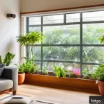 피지에서 전기 사용법 - A modern Indian living room bathed in natural sunlight through large windows with light curtains, fe...